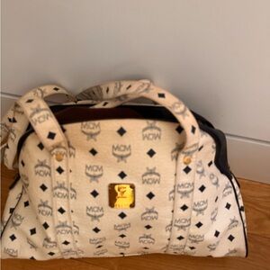 MCM Beige and Black Travel Bag